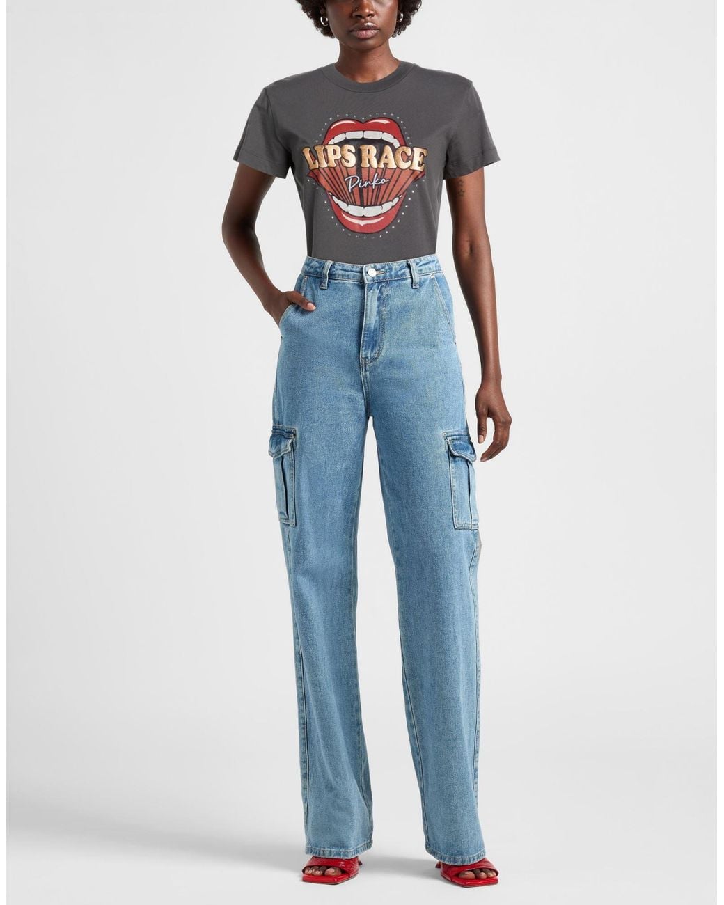 Pinko Gray T-Shirt Cotton, Glass