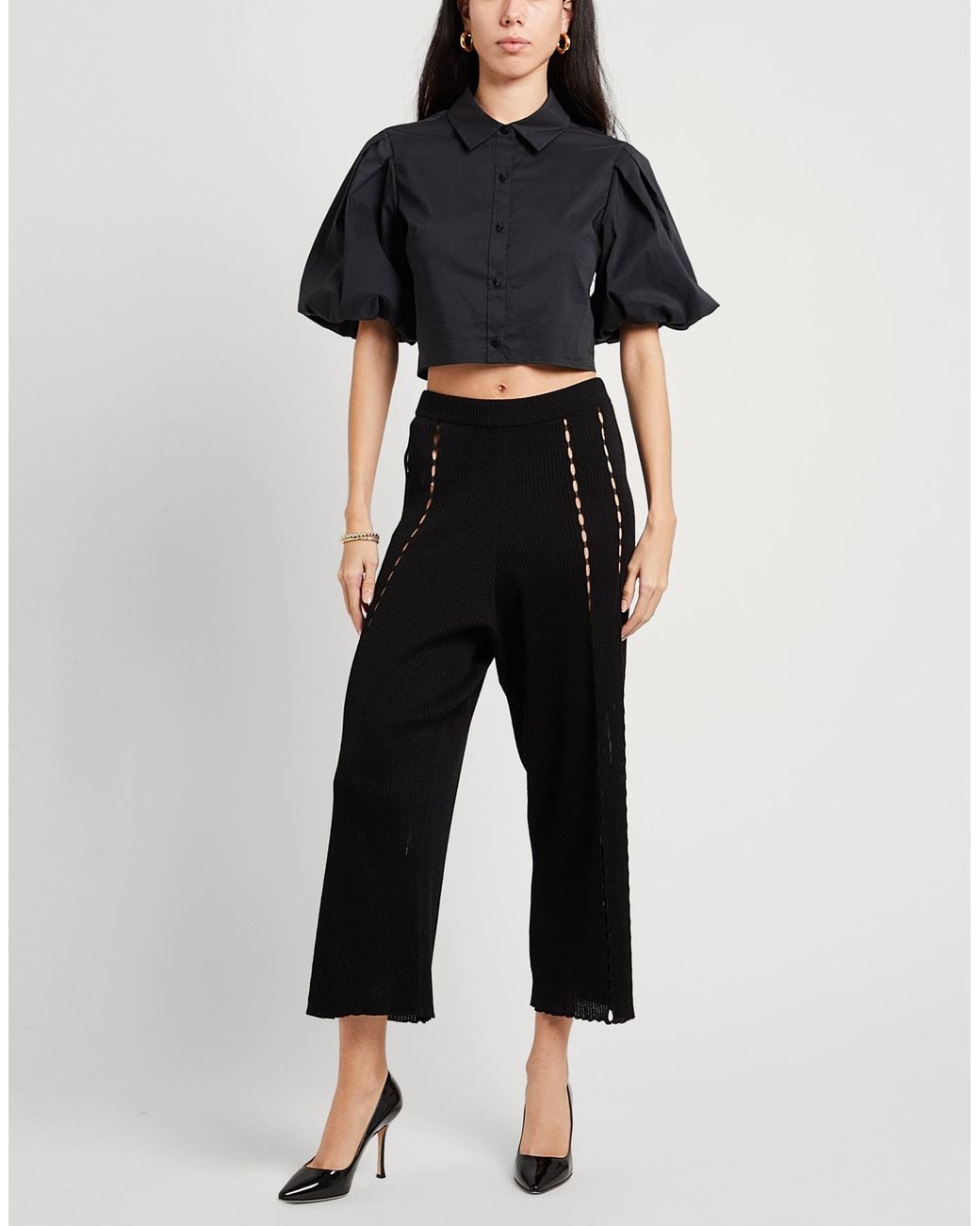 Manila Grace Black Pants Viscose, Polyester