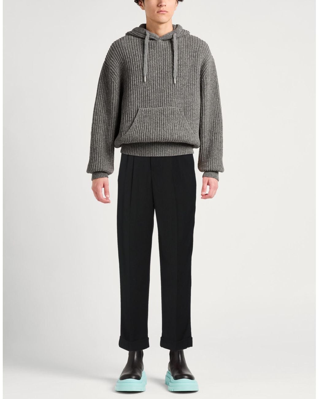 AMI Black Pants Viscose, Virgin Wool for men