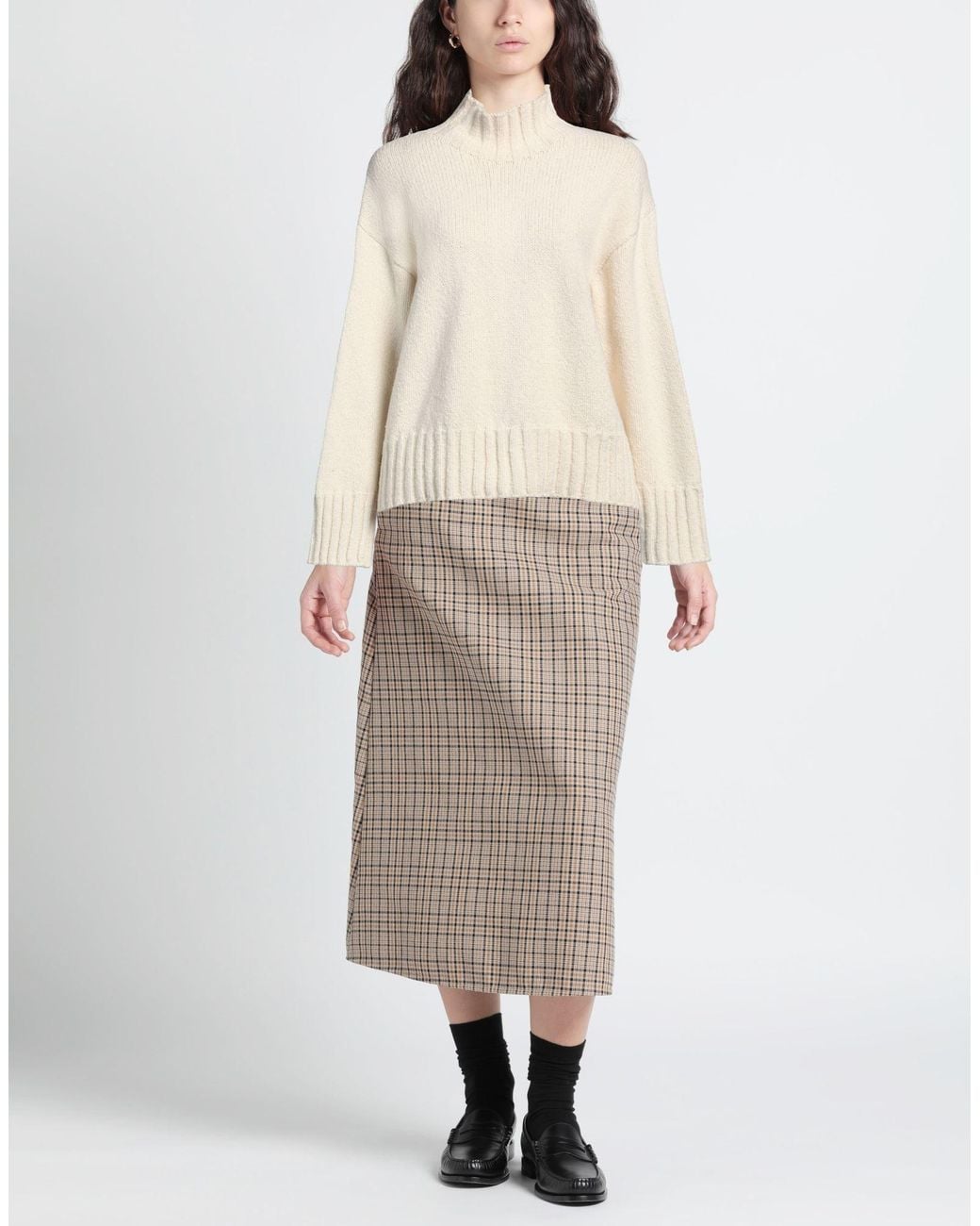 Jil Sander White Ivory Turtleneck Wool, Silk