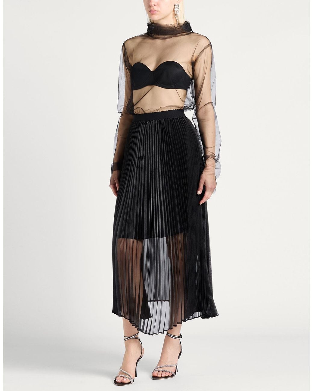 MEIMEIJ Black Midi Skirt Polyester