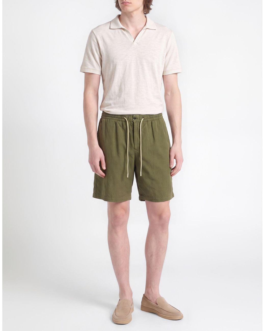 PT Torino Green Shorts & Bermuda Shorts Lyocell, Linen, Cotton for men