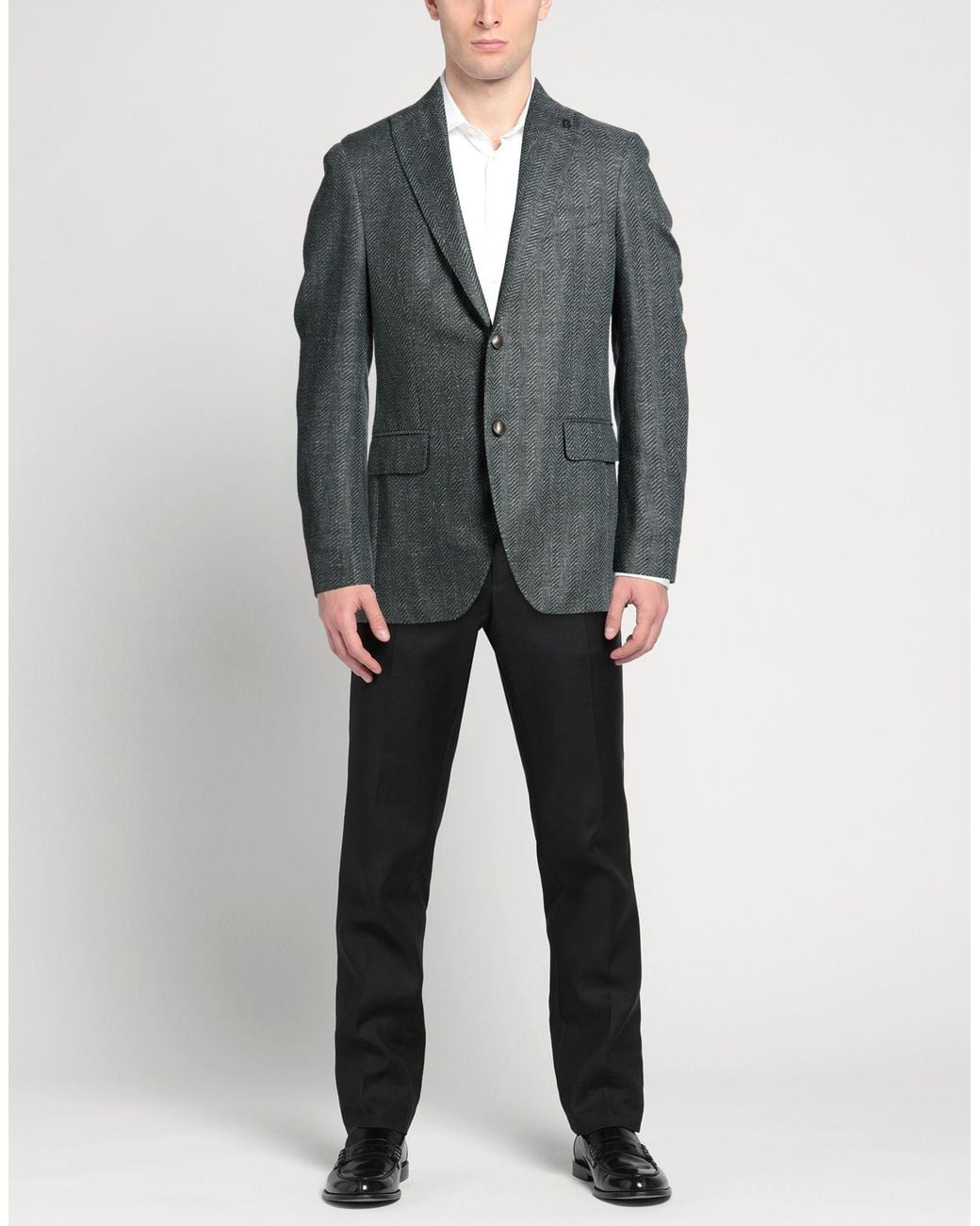 BRERAS Milano Gray Dark Blazer Virgin Wool, Cotton, Linen for men