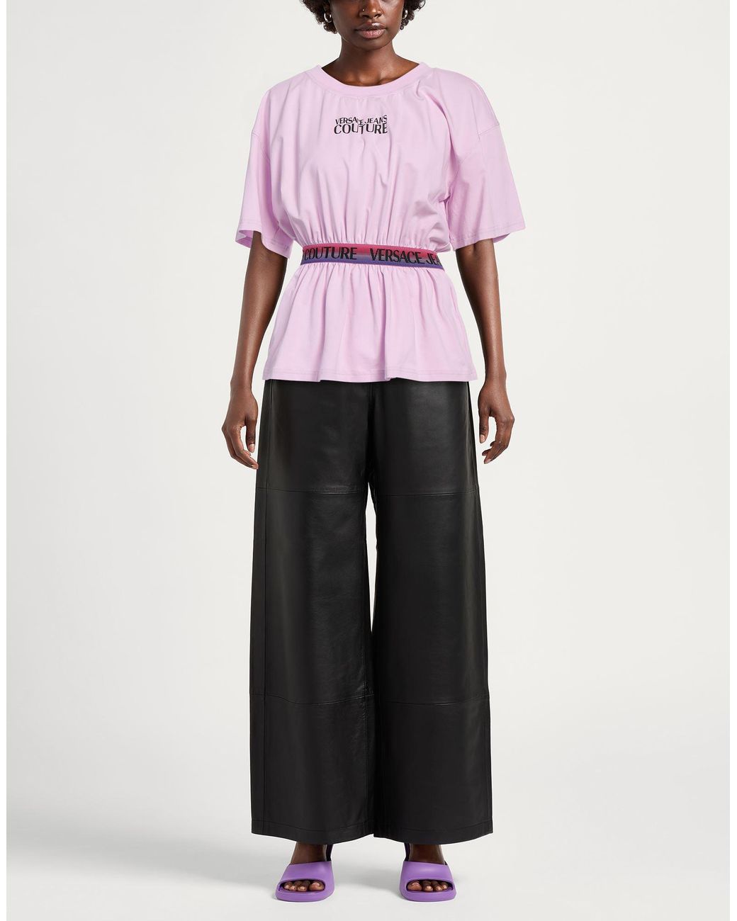Versace Jeans Couture Pink Top Cotton, Elastane