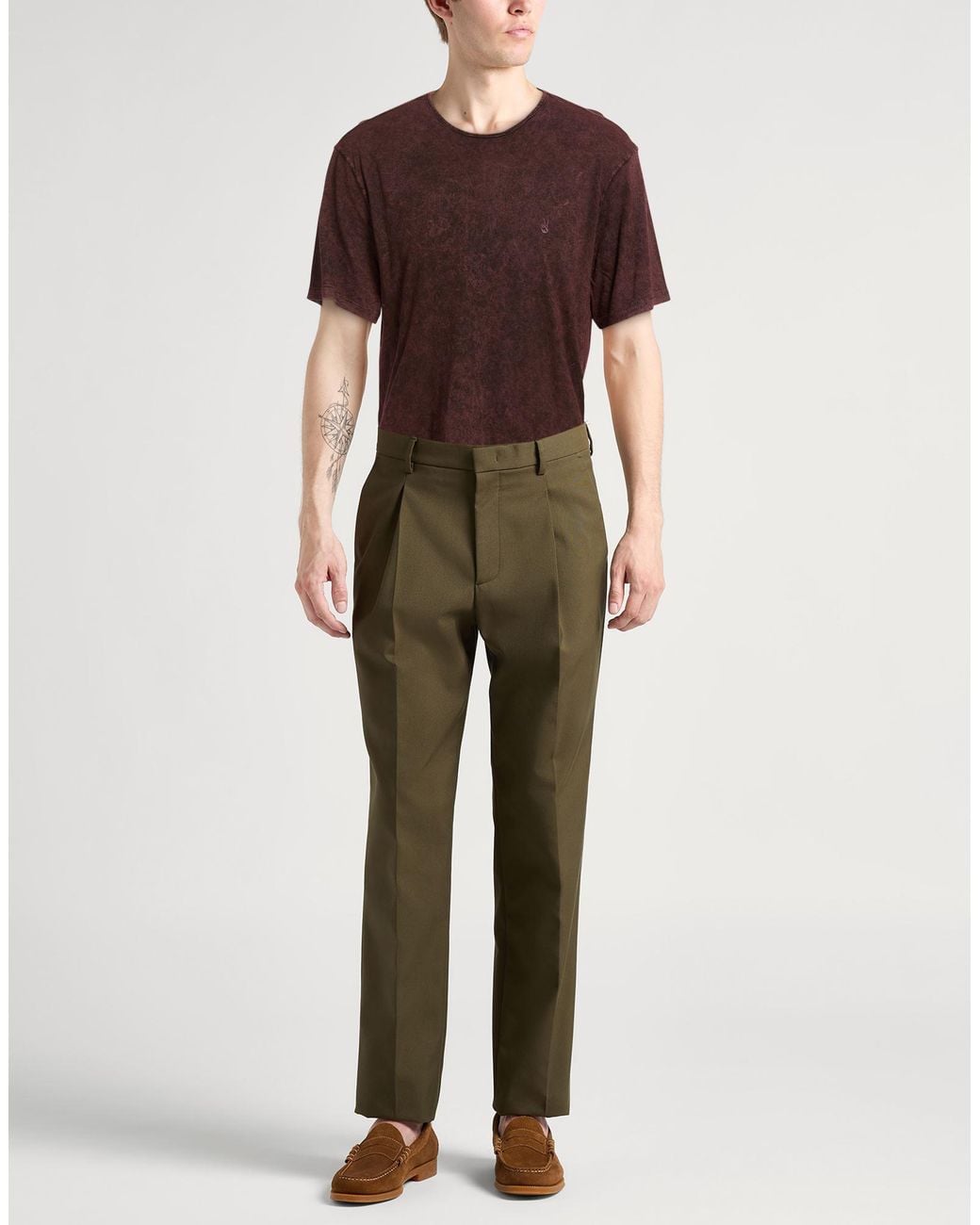 John Varvatos Brown Burgundy T-Shirt Cotton for men