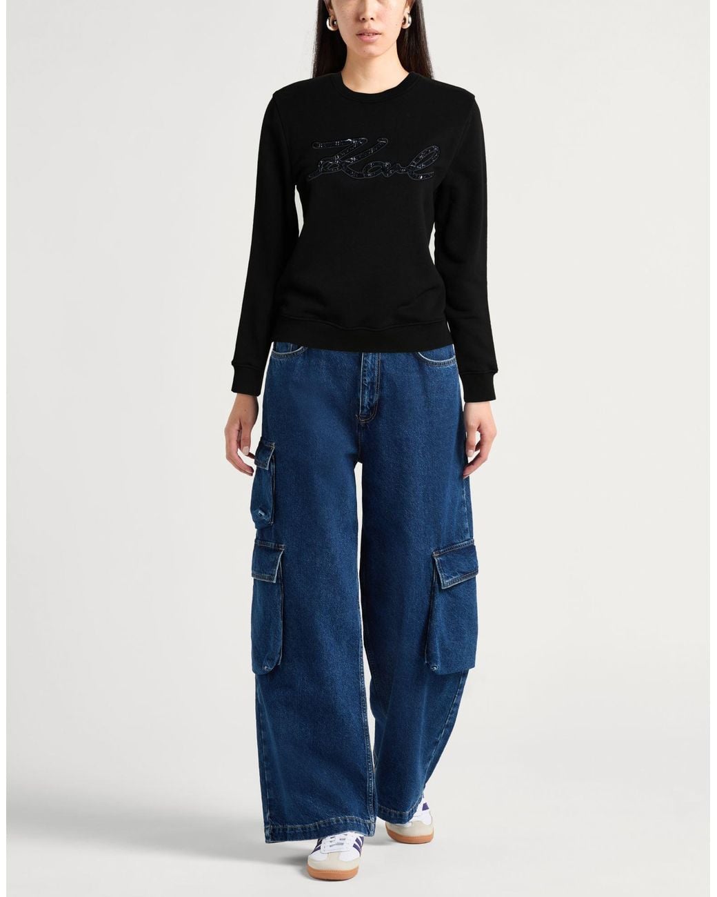 Karl Lagerfeld Black Sweatshirt Organic Cotton, Recycled Polyester