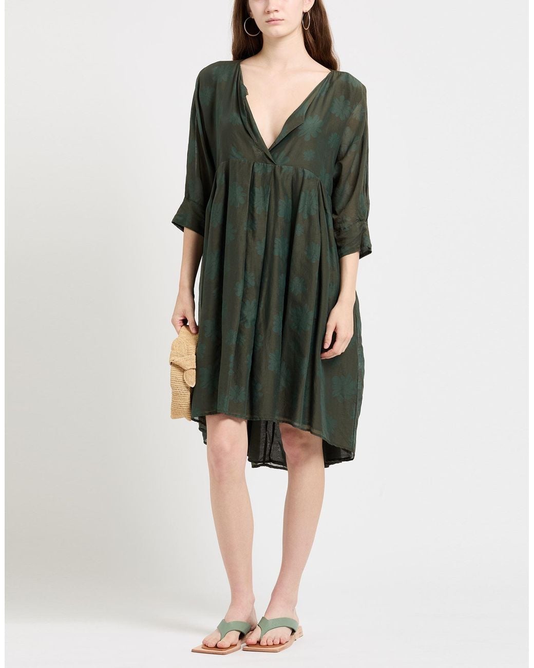 ALESSIA SANTI Green Midi Dress Cotton, Silk