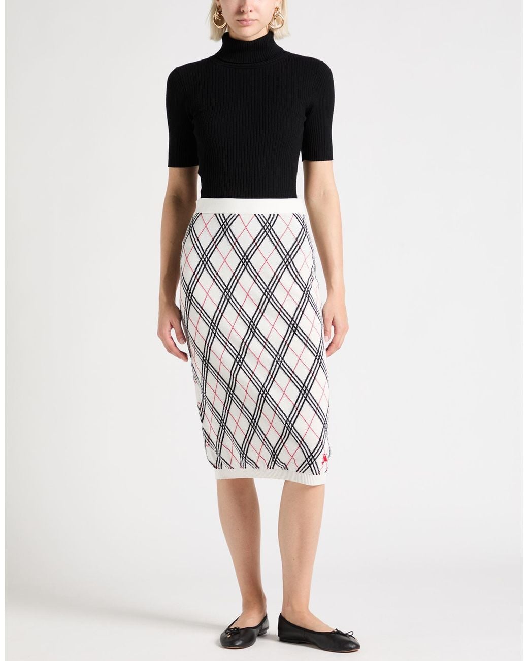 Burberry White Midi Skirt