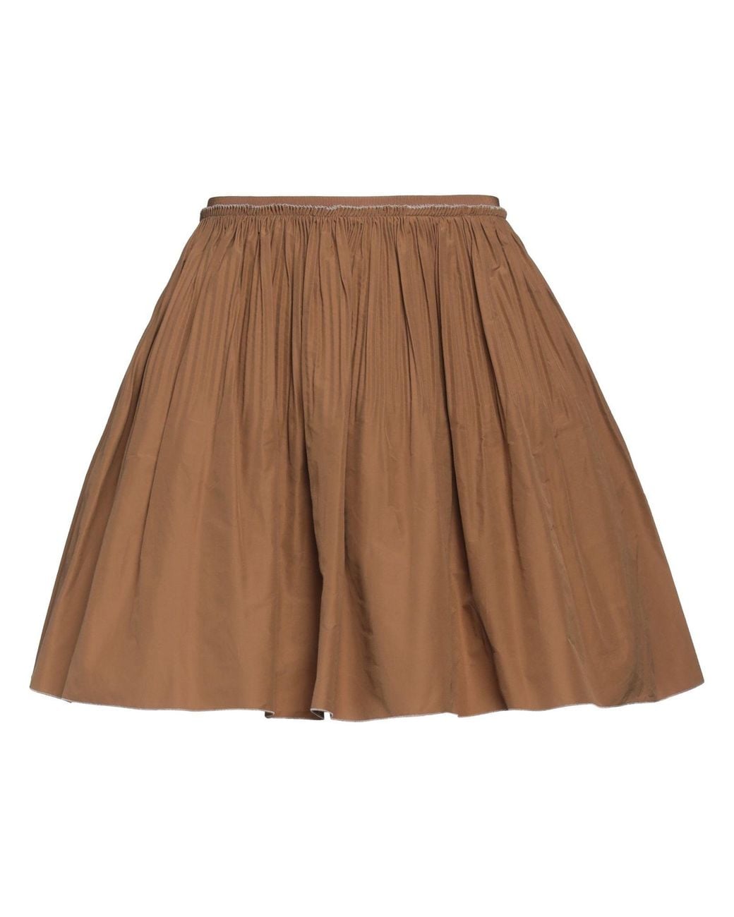 RED Valentino Brown Pleated Cotton-Blend Mini Skirt