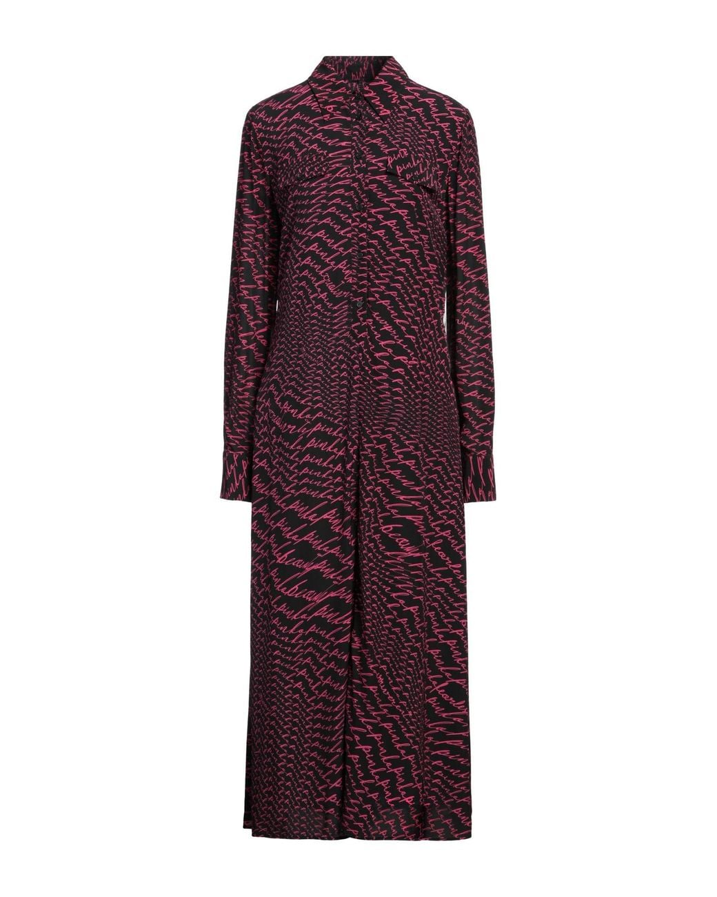Pinko Purple Logo Print Crepe Shirtdress