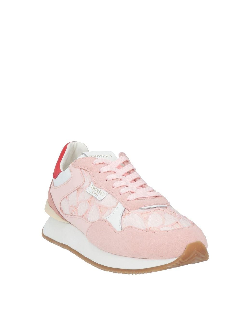 Twinset Pink Light Sneakers Cow Leather, Textile Fibers