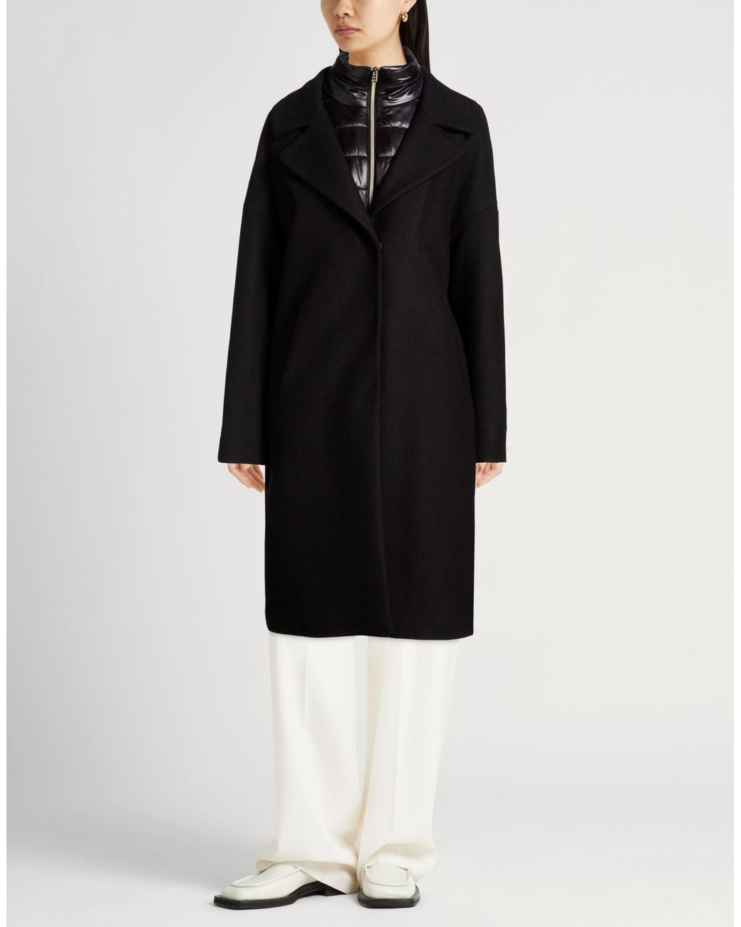 Herno Black Coat Virgin Wool, Polyamide