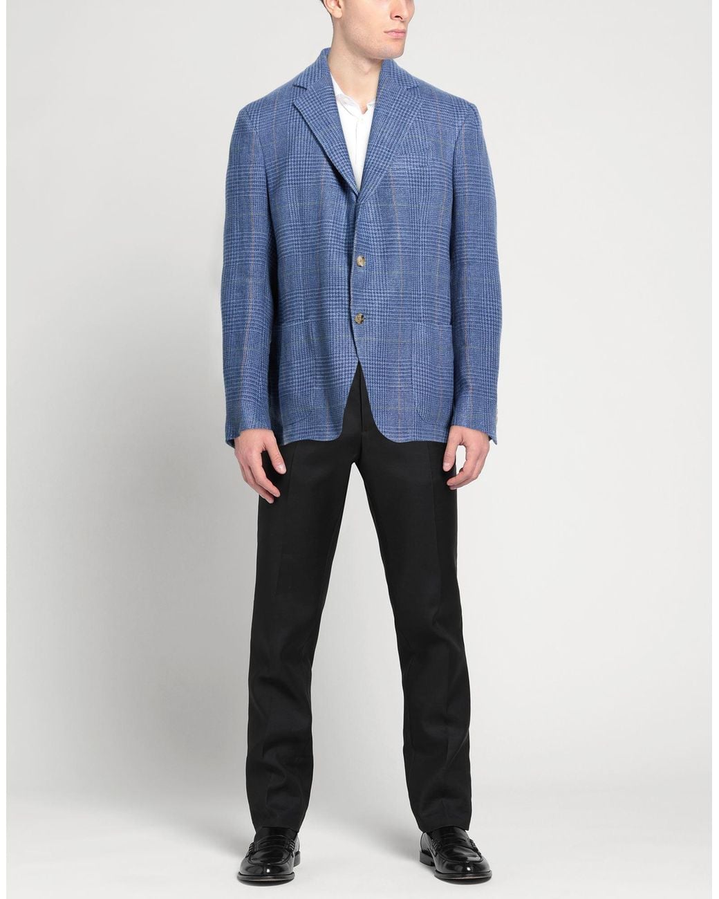 De Petrillo Blue Blazer Linen, Cotton for men