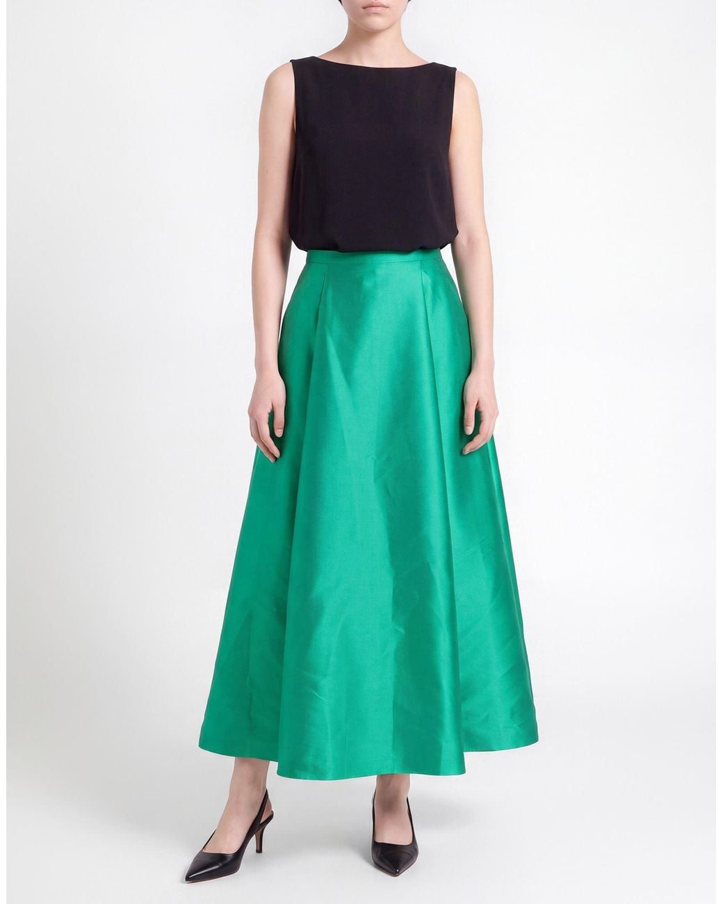 Alberta Ferretti Green Maxi Skirt Polyester, Silk