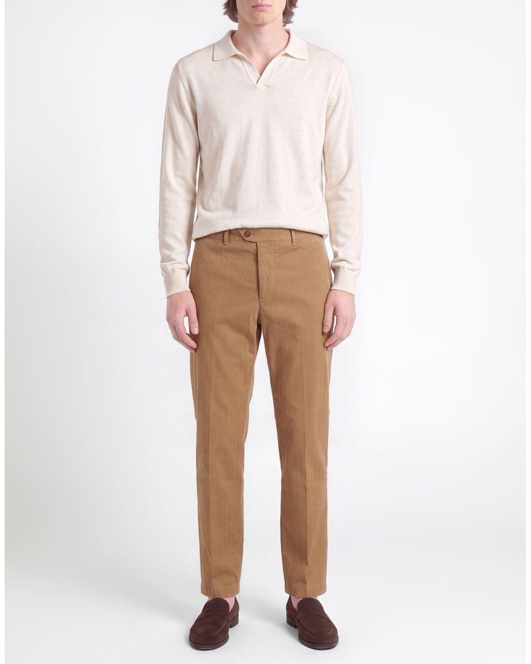 Tela Genova Natural Camel Pants Cotton, Elastane for men