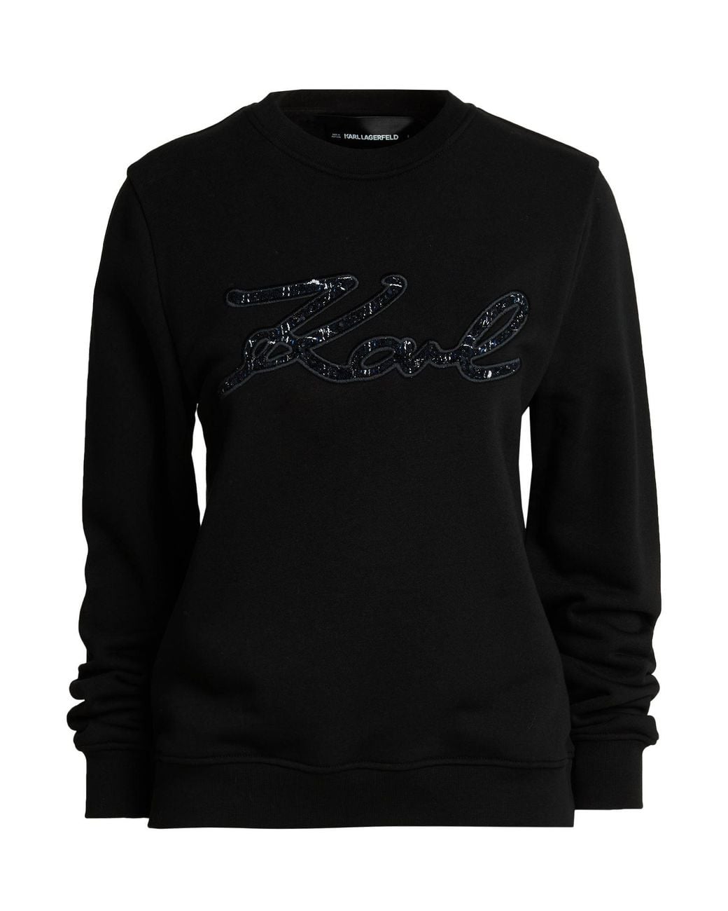 Karl Lagerfeld Black Sweatshirt Organic Cotton, Recycled Polyester