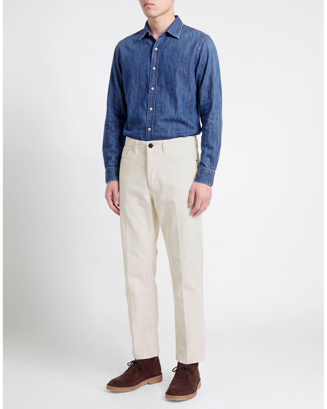 Fay Natural Ivory Pants Cotton for men