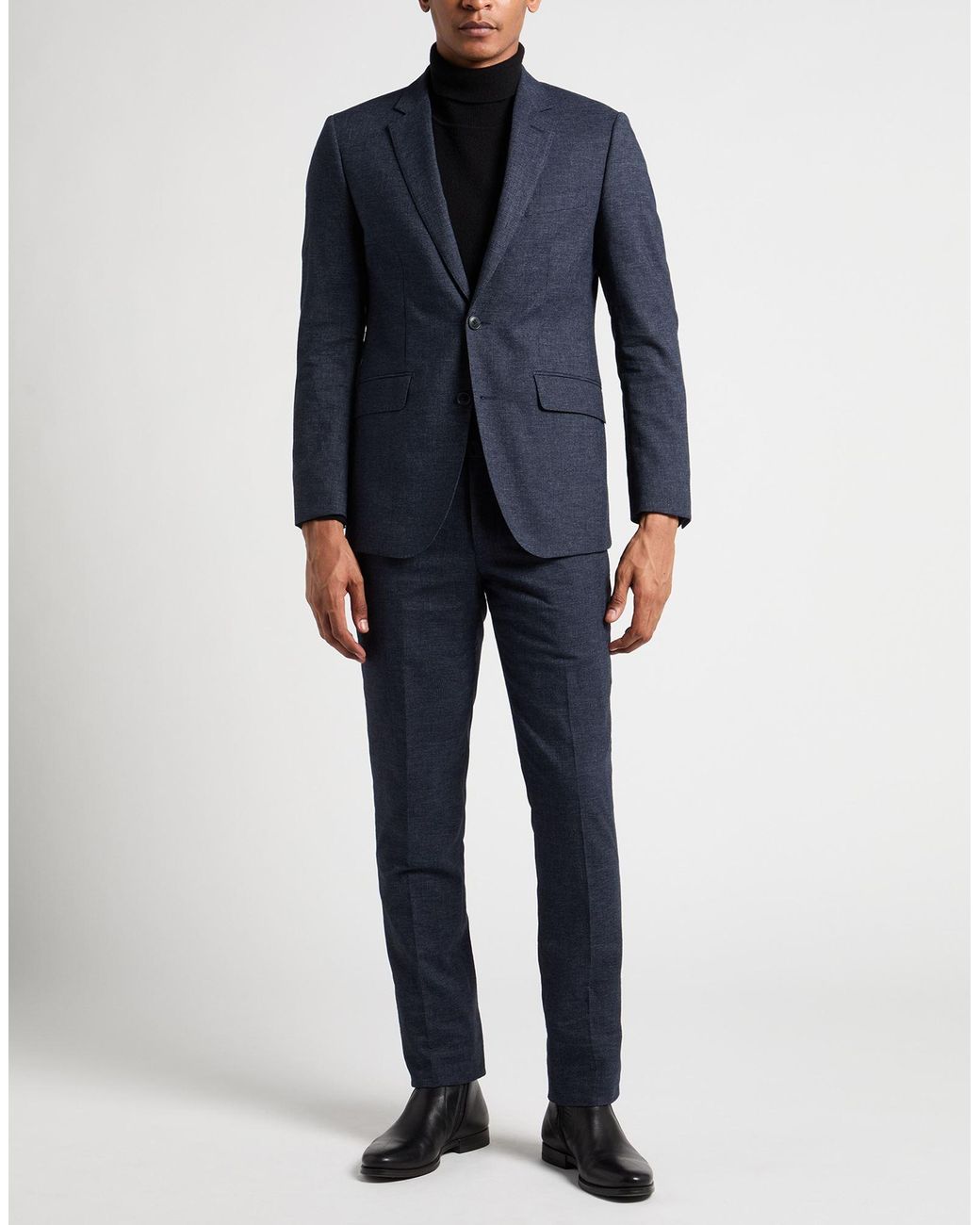 Hackett Blue Suit Linen, Polyester, Elastane for men