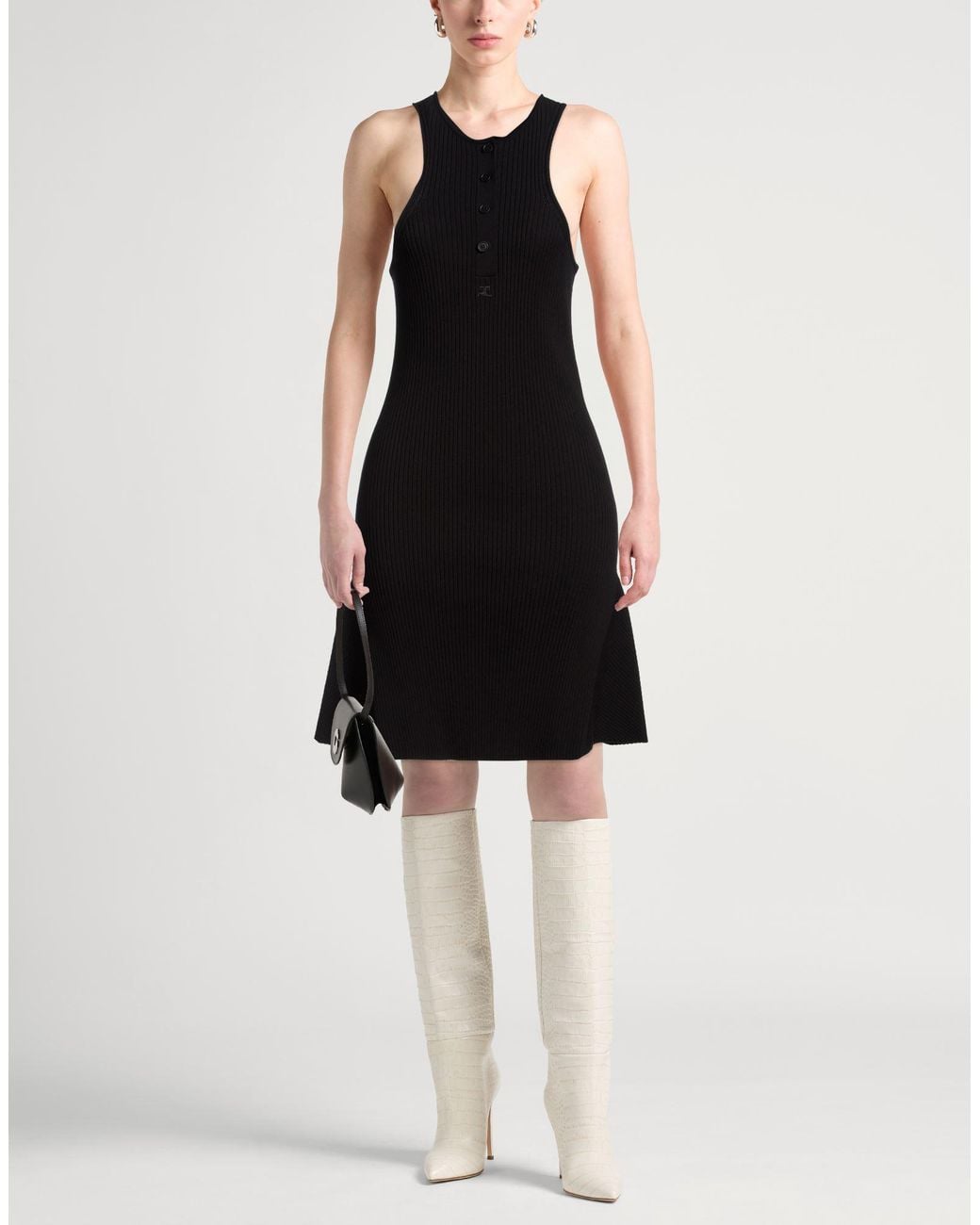 Courreges Black Mini Dress Viscose, Polyester