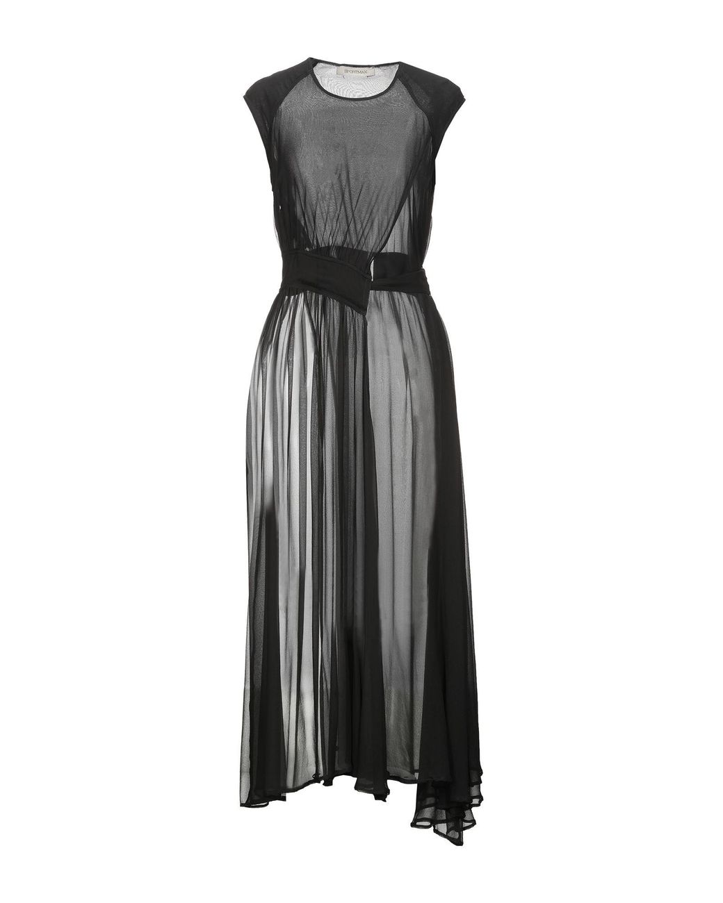 Sportmax Chiffon Long Dress in Black - Lyst