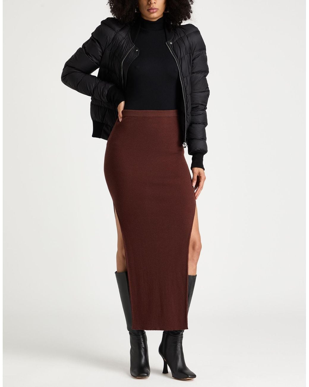Rick Owens Red Maxi Skirt Virgin Wool, Polyamide, Elastane