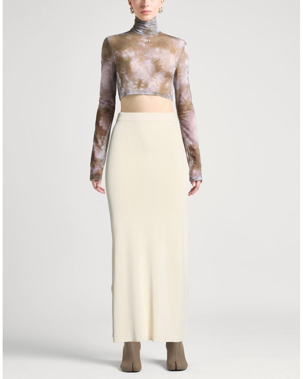 Isabel Benenato White Ivory Maxi Skirt Viscose, Polyester