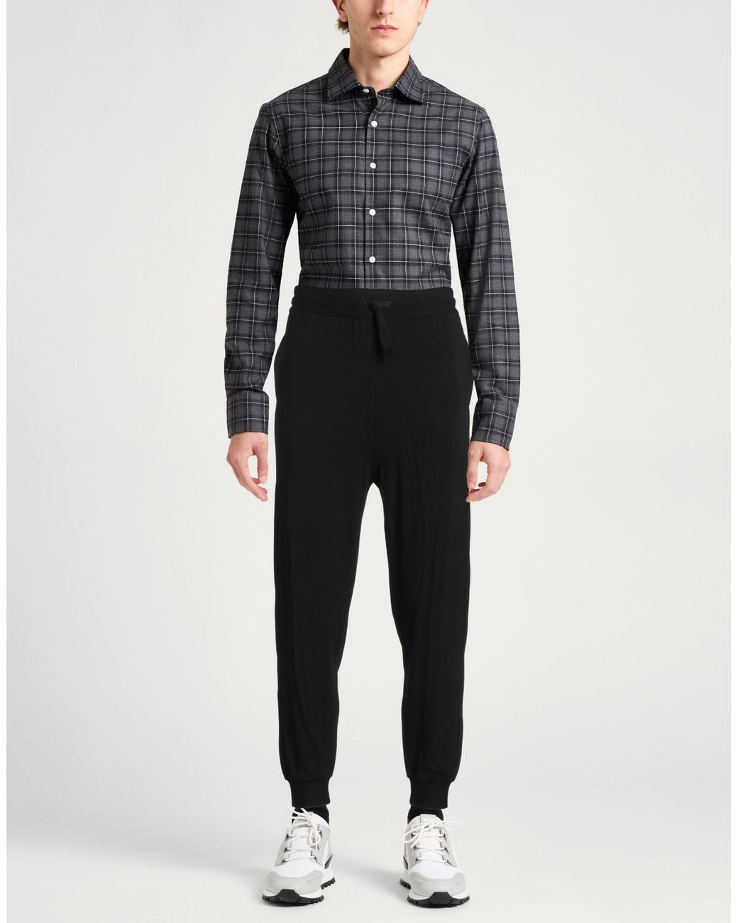 Majestic Filatures Black Pants Viscose, Elastane for men