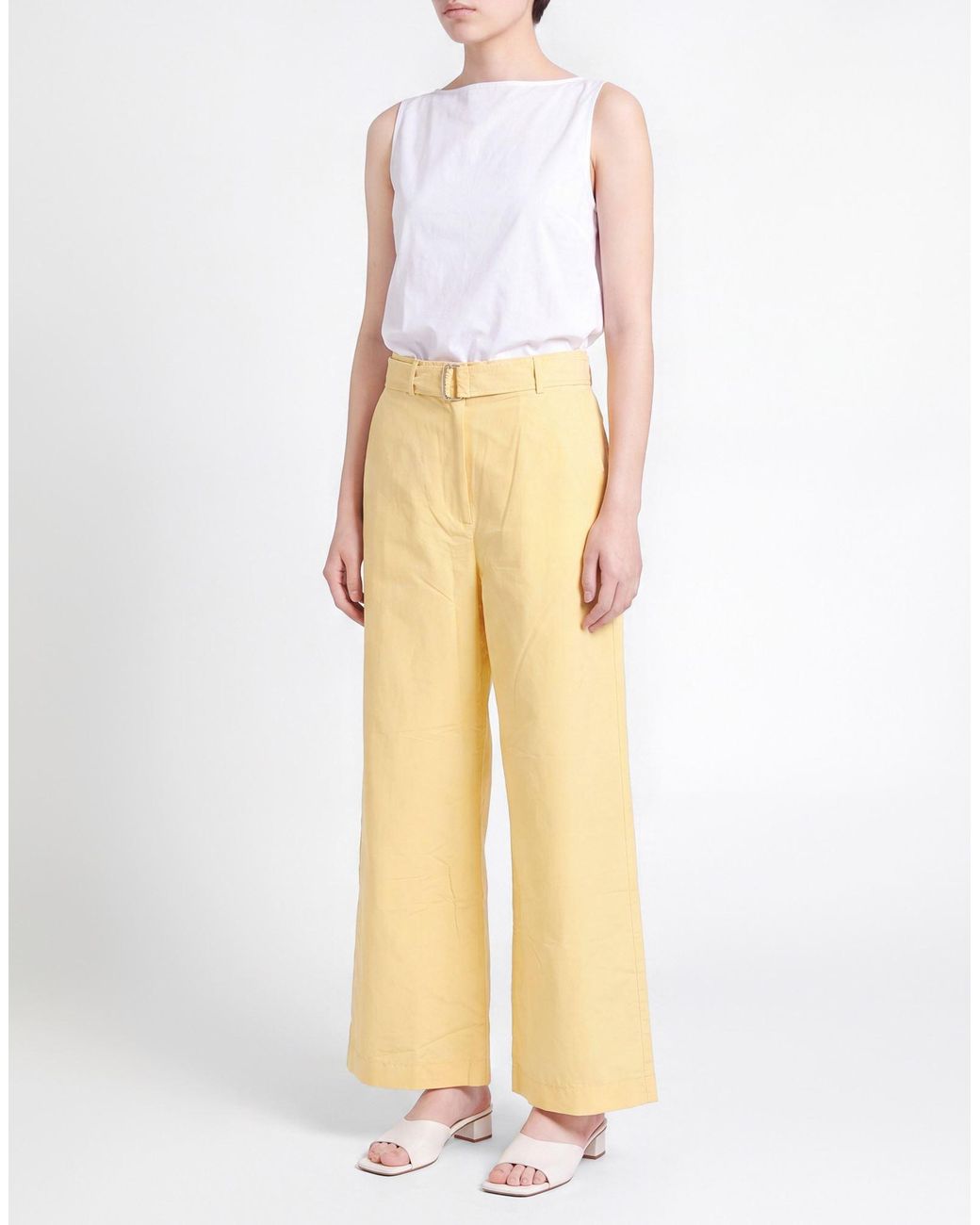 Hache Yellow Pants Cotton, Polyester