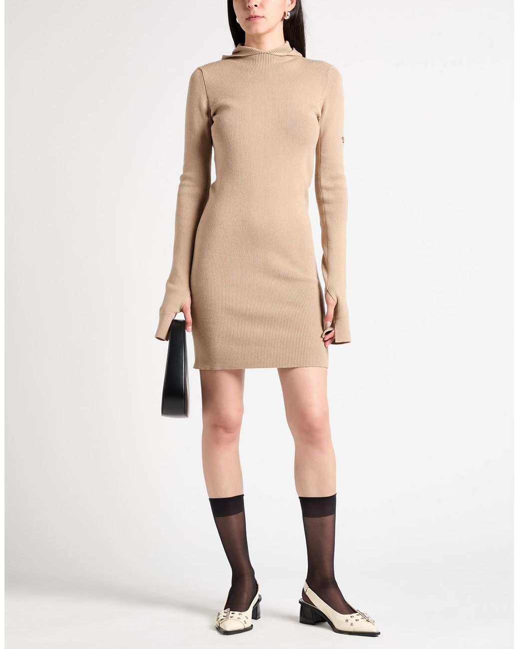 Fendi Natural Mini Dress Wool, Silk, Polyamide, Elastane