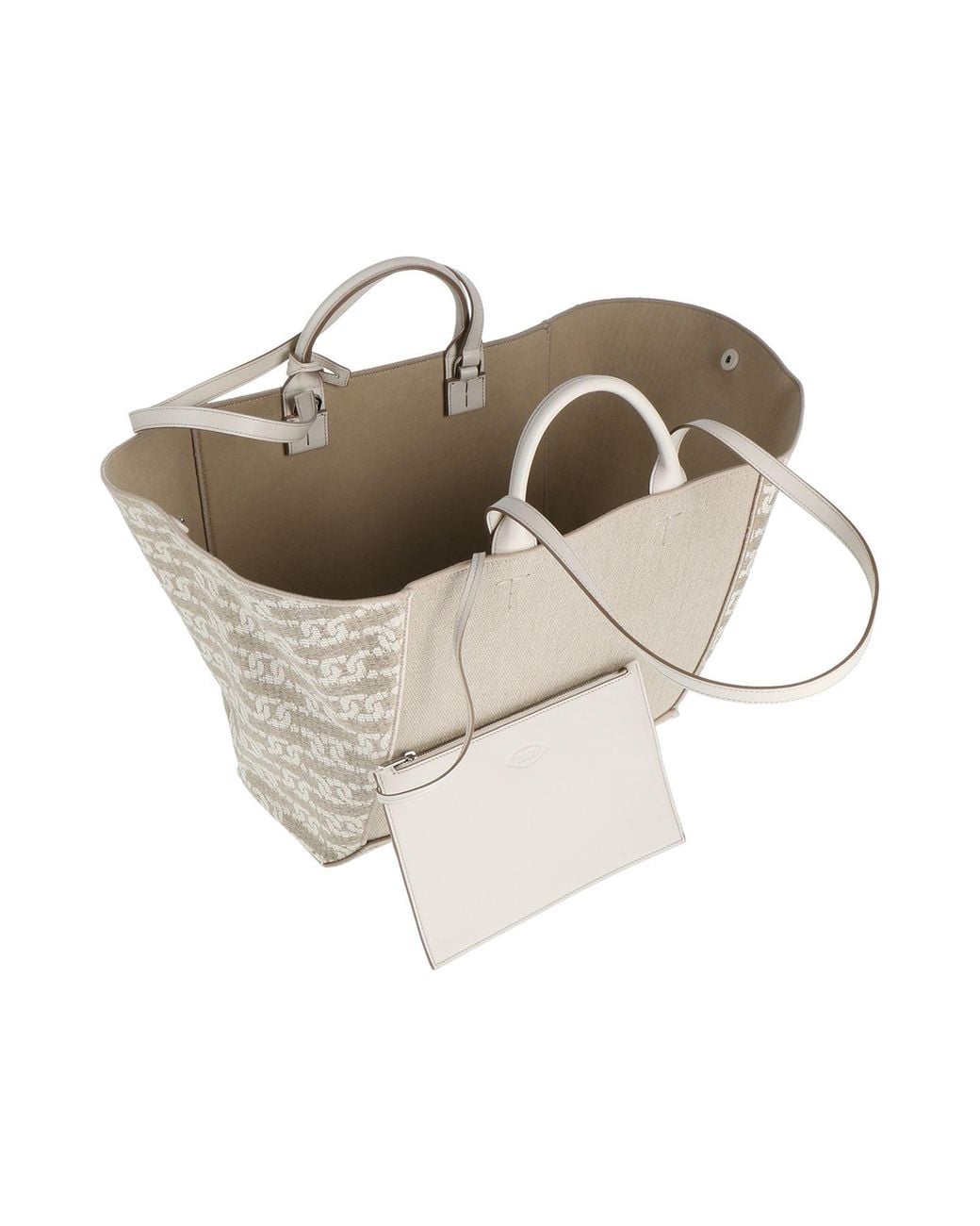 Tod's Natural Handbag Textile Fibers, Leather