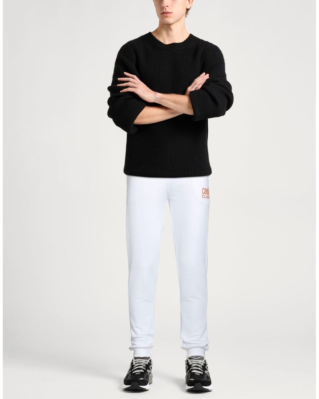 Roberto Cavalli White Pants Cotton, Polyester for men