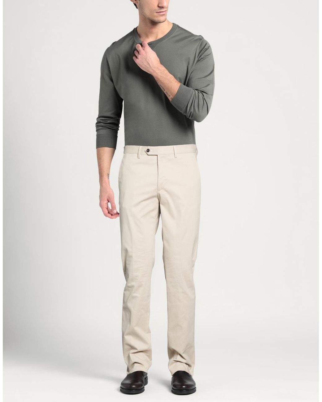 Luigi Borrelli Napoli Natural Light Pants Cotton, Elastane for men