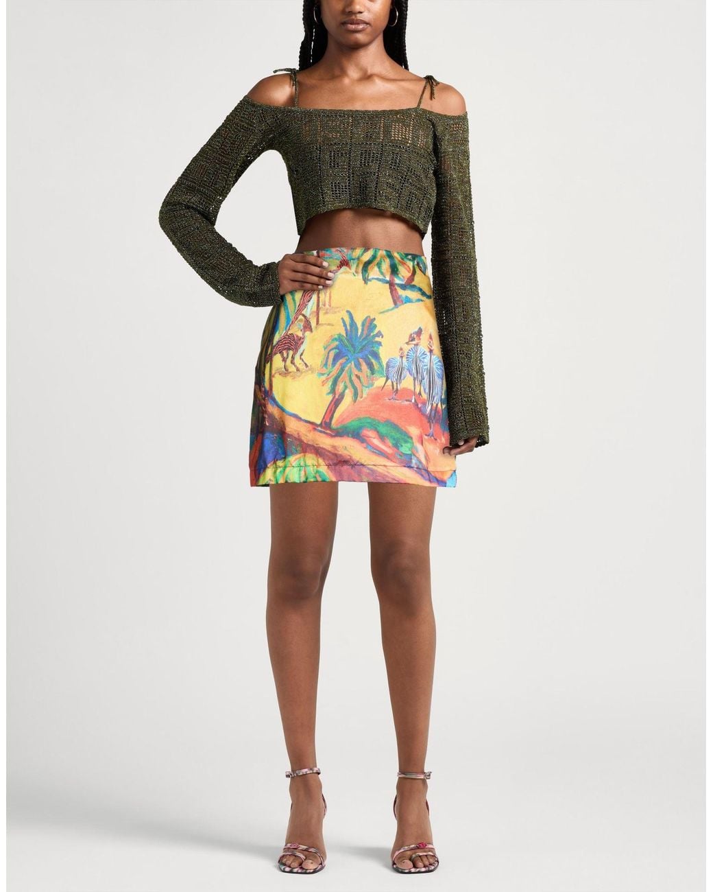 Stella Jean Yellow Mini Skirt Polyester