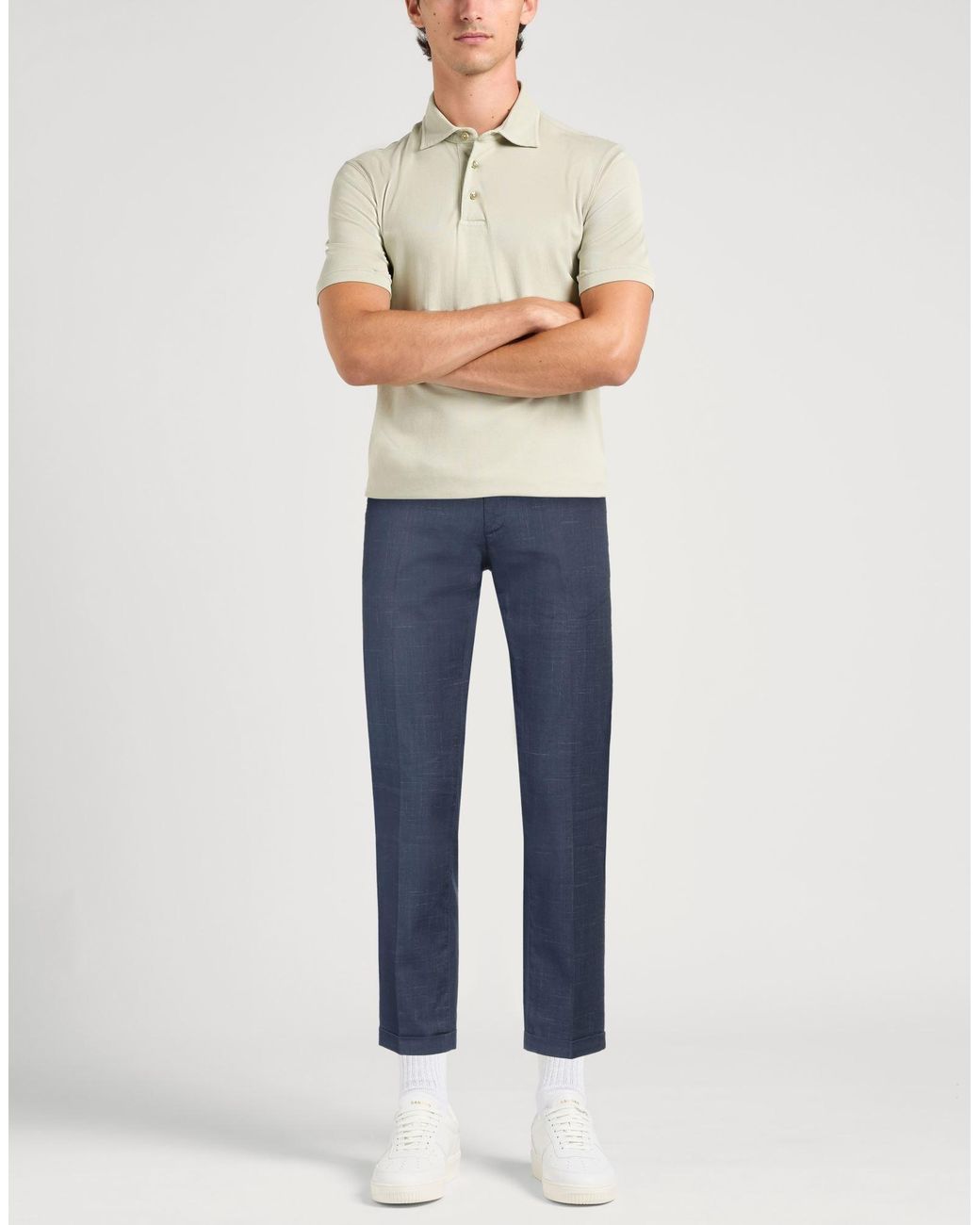 RE_HASH Blue Pants Cotton, Linen, Polyester, Elastane for men