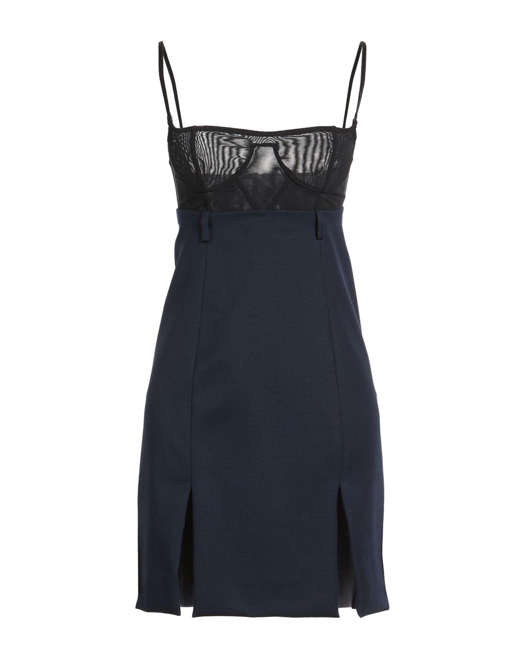 The Attico Blue Mini Dress Virgin Wool, Polyamide, Lycra