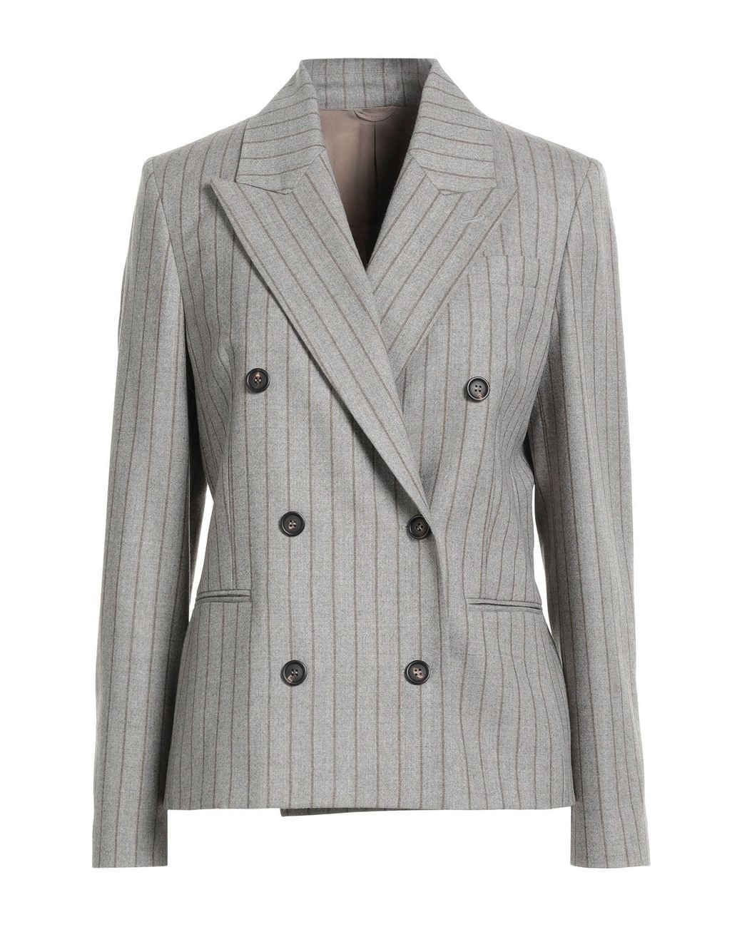 Brunello Cucinelli Gray Blazer Virgin Wool, Brass