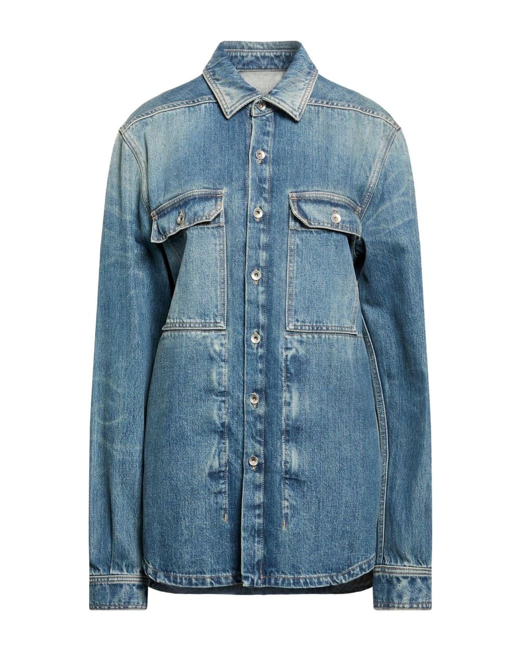 Rick Owens Blue Denim Shirt Cotton
