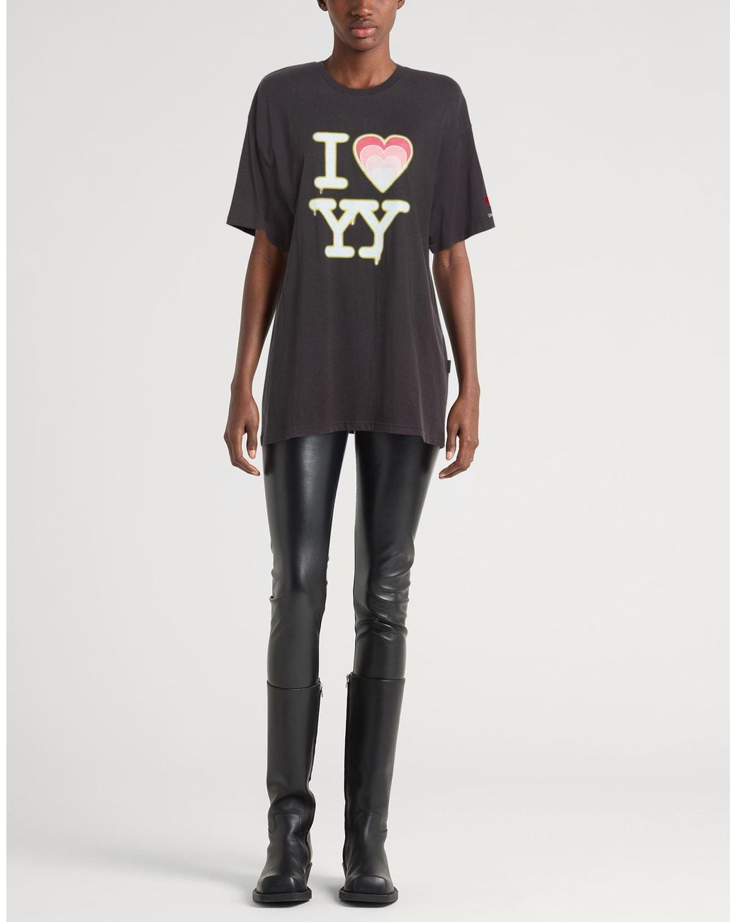 OPEN YY Black T-Shirt Cotton