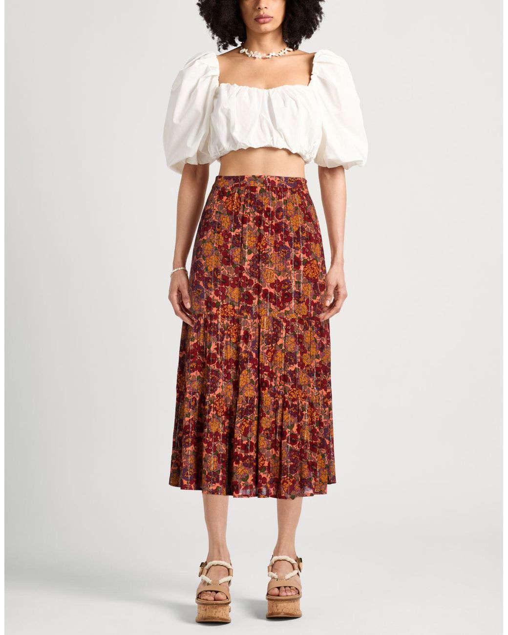 Ba&sh Red Midi Skirt