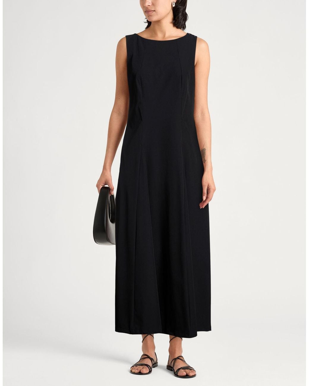 Herno Black Maxi Dress Polyester, Elastane