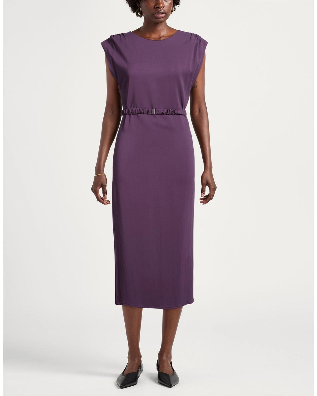 Manila Grace Purple Midi Dress Viscose, Elastane
