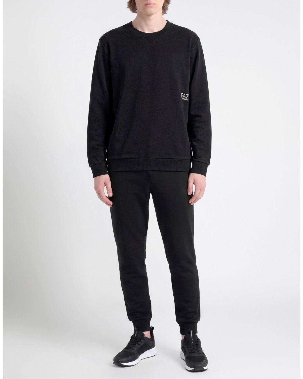 EA7 Black Sweatshirt Cotton, Elastane for men