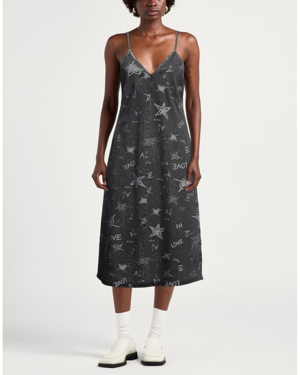 Twinset Black Midi Dress Cotton, Elastane