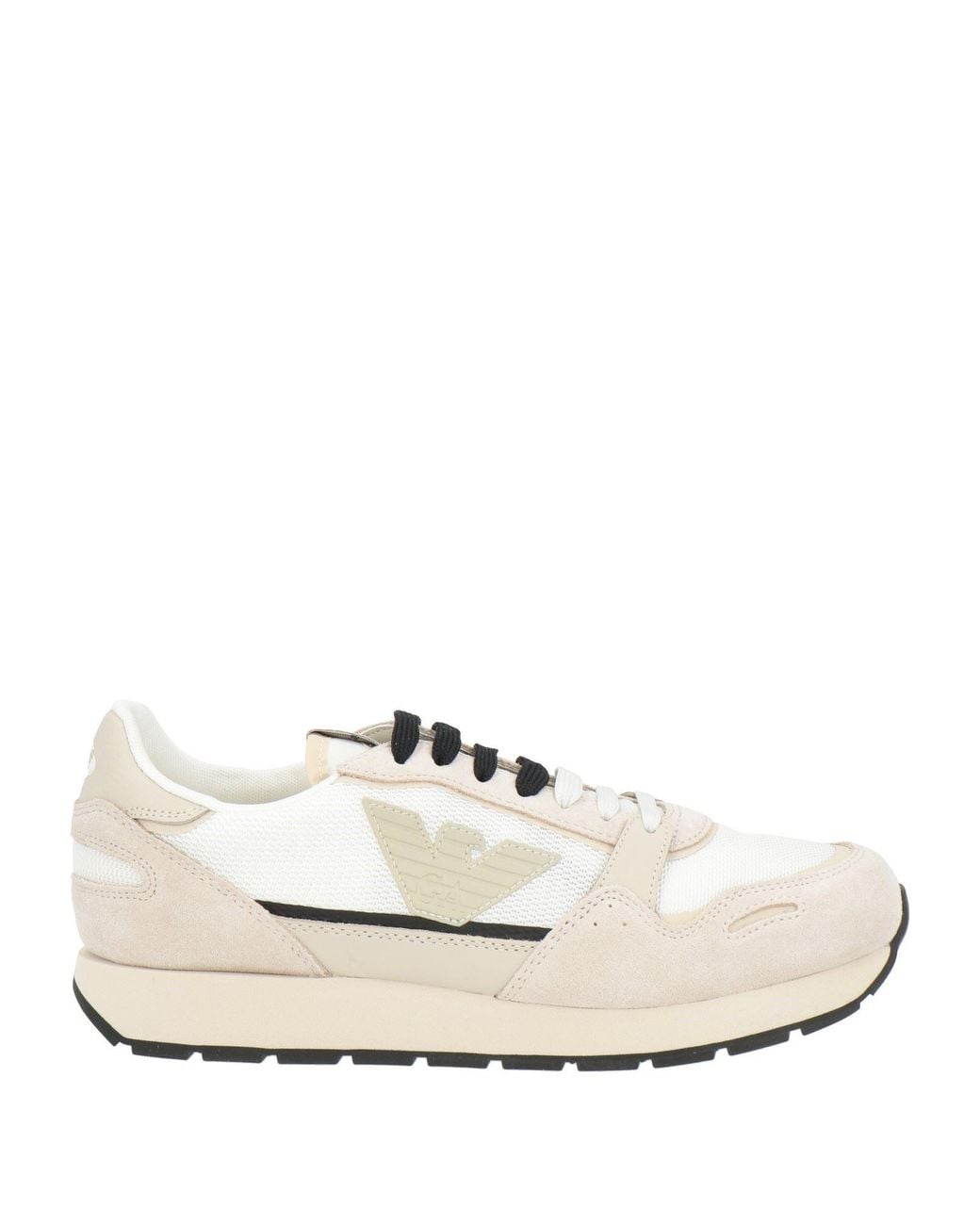 Emporio Armani White Sneakers Polyester, Cow Leather