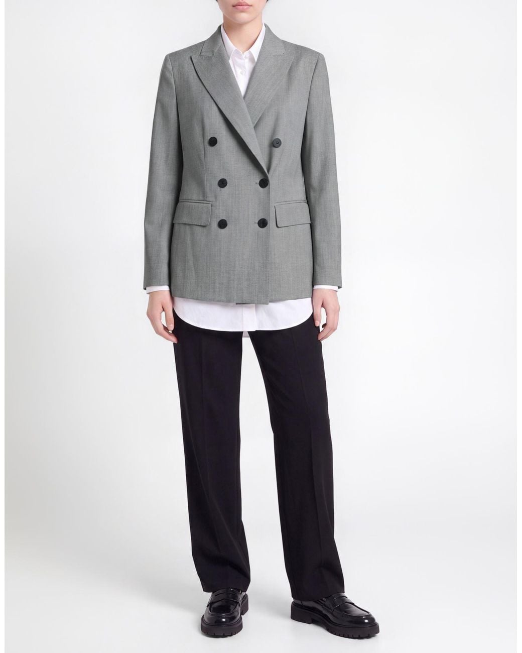 Caractere Gray Blazer Polyester, Wool, Viscose, Elastane
