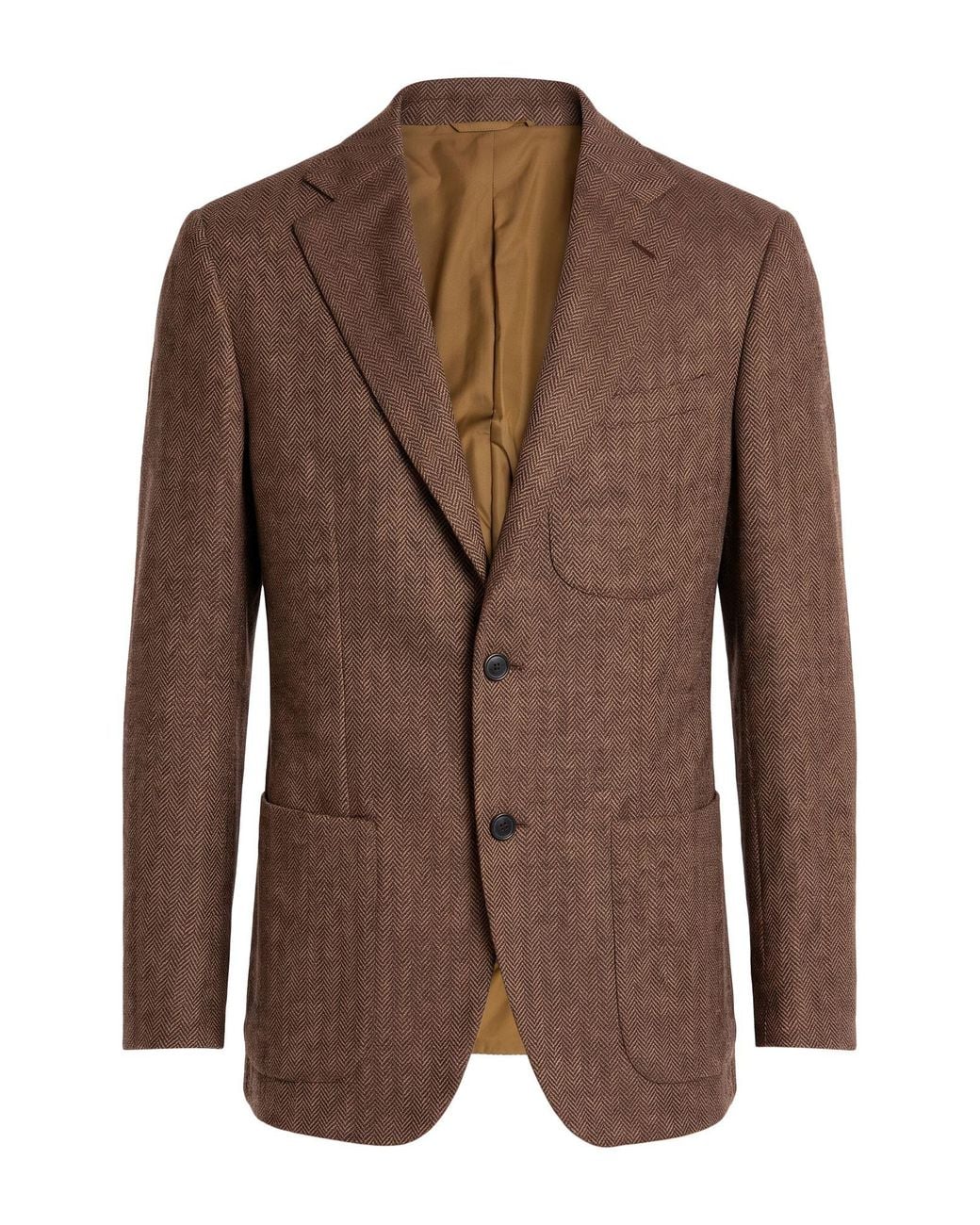 Caruso Brown Blazer Wool, Cashmere for men