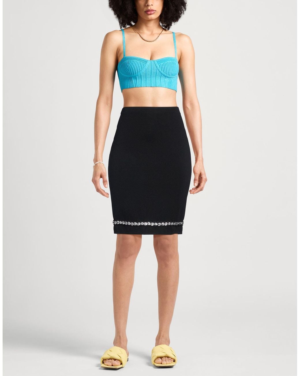 D.exterior Black Midi Skirt Wool