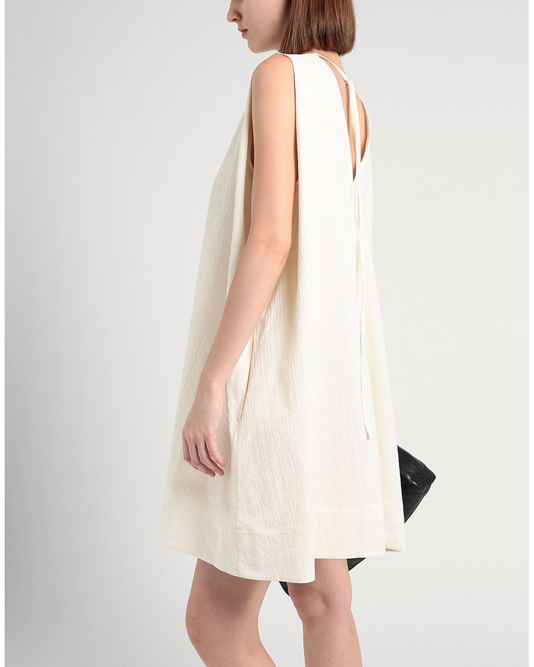 a line sleeveless mini dress cos A-line in White Color:White with White Ribbon