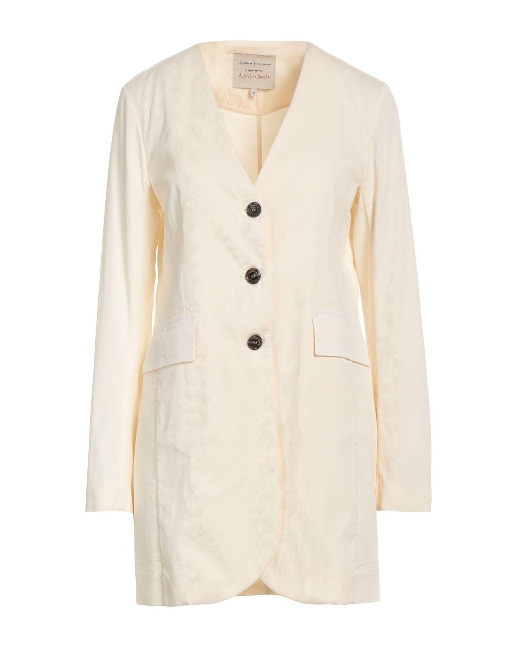 ALESSIA SANTI White Cream Blazer Cotton, Elastane