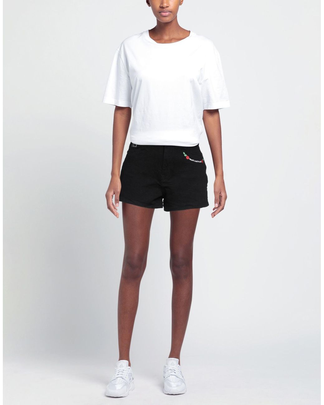 Versace Jeans Couture Black Denim Shorts Cotton, Elastane
